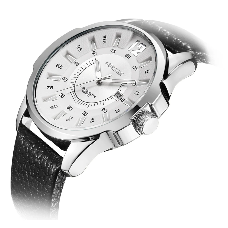 CURREN new fashion casual quartz watch men large dial waterproof chronograph releather wrist relojes free shipping | Наручные часы