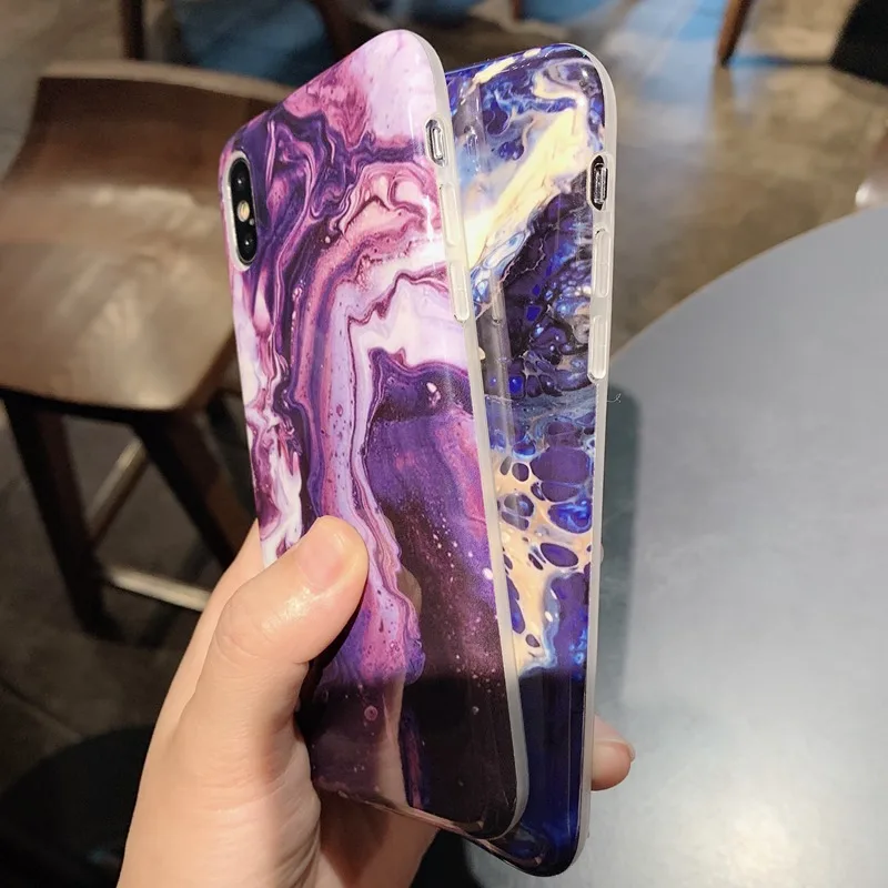 Цветной чехол для телефона с рисунком граффити iPhone X XS Max XR глянцевый мраморный IMD