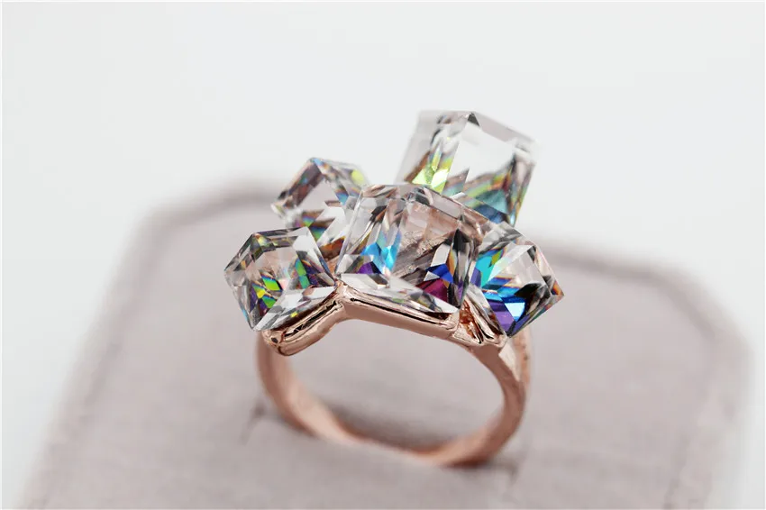 Uloveido, распродажа, подарки на год, розовое золото, цвет, ювелирные изделия для женщин, кристалл, квадратный камень, панк кольца для женщин, Anillos GR123