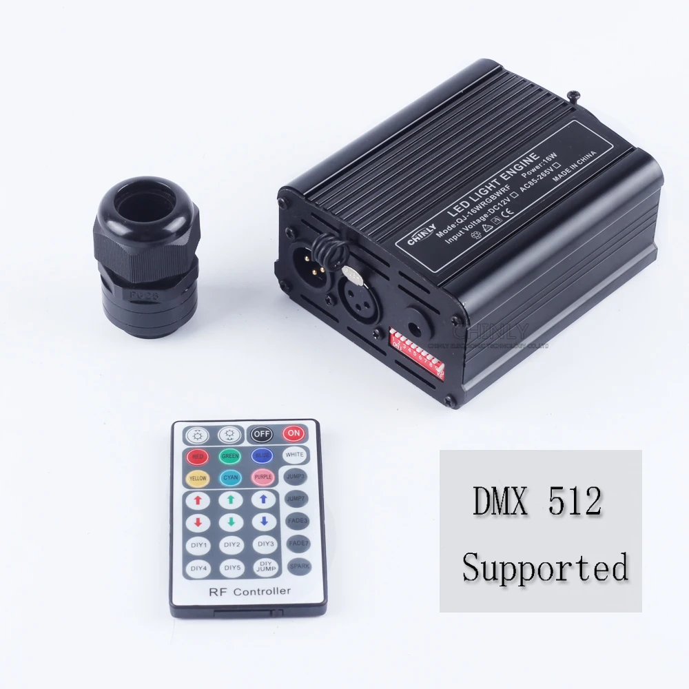 DMX 16W RGBW светодиодный волоконно оптический двигатель RF пульт дистанционного