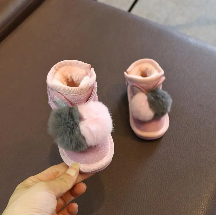 Детская обувь 2019 модные теплые ботинки в виде кролика для девочек на плоской