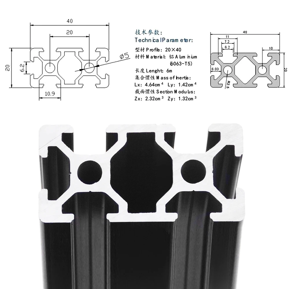 

Quote: 2PCS BLACK T-slot 2040-1400mm Aluminum Profile-J-NET Russian