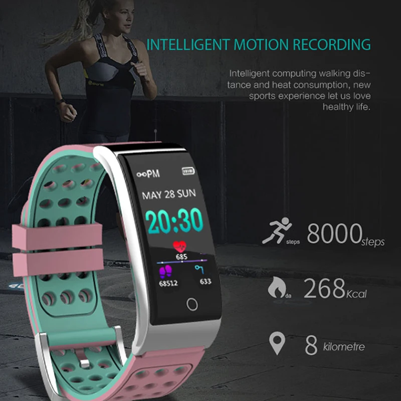 FocuSmart E08 умный Браслет фитнес-трекер кровяное давление HeartRate монитор Водонепроницаемый ECG PPG умный Браслет для IOS/Andriod