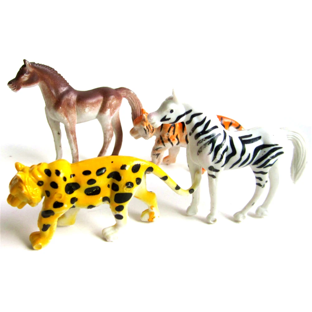 4 шт./компл. пластиковые фигурки животных из зоопарка тигр Лев Зебра милые модели