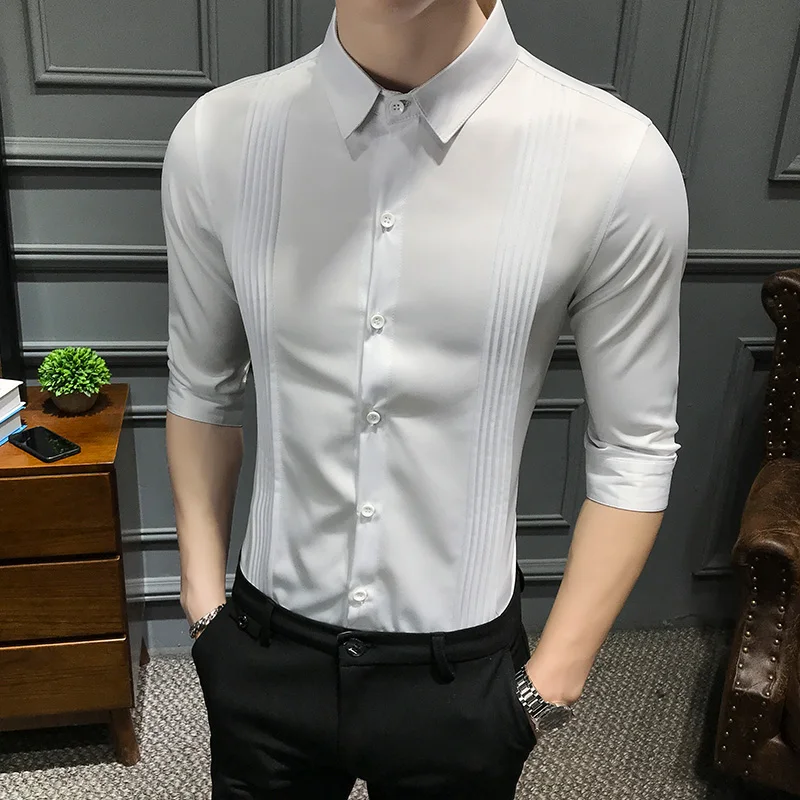 Мужская Однотонная рубашка на пуговицах Camicia Uomo черная красная белая приталенная