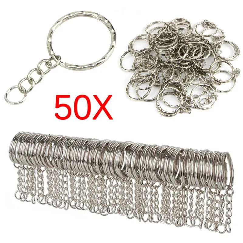 Горячая 50 шт Металл DIY ювелирных изделий раздельный брелок кольцо части брелки с