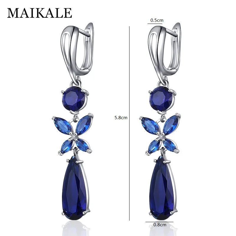 MAIKALE, новинка, модные длинные женские серьги-бабочки, CZ цирконий, розовое золото, хорошее ювелирное изделие, черные Серебряные Висячие серьги для подарка
