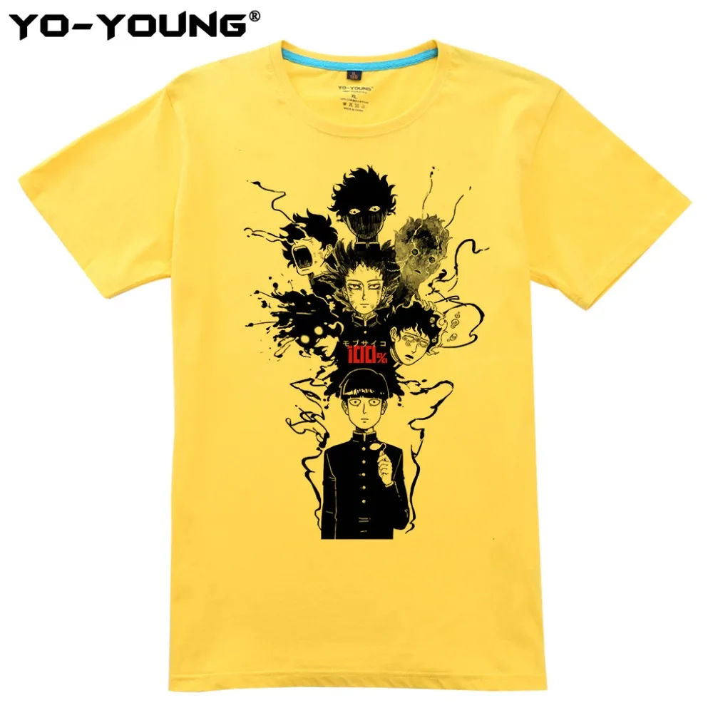 Yo-Young мужские футболки Аниме Mob Psycho 100 цифровой принт 100% 180 г чесаный хлопок аниме