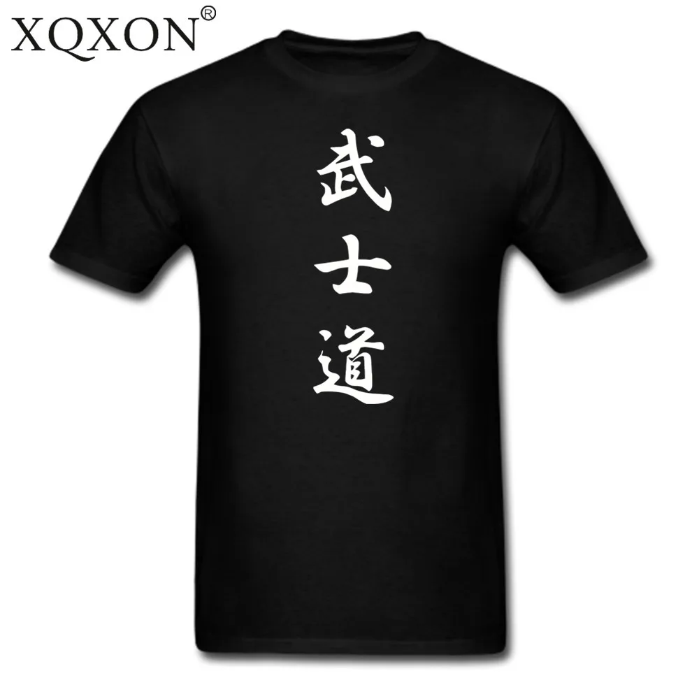 Мужская хлопковая футболка XQXON Bushido Kanji летняя с принтом японского персонажа