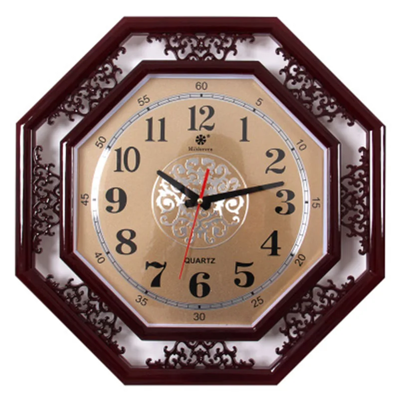 Octagon Gold2 Дизайнерские винтажные большой деревянный настенные часы 3d креативные натуральные квадратные современные кухонные часы Klok Relogio Parede догадка женские 50ZB008 - Цвет: Octagon Gold2