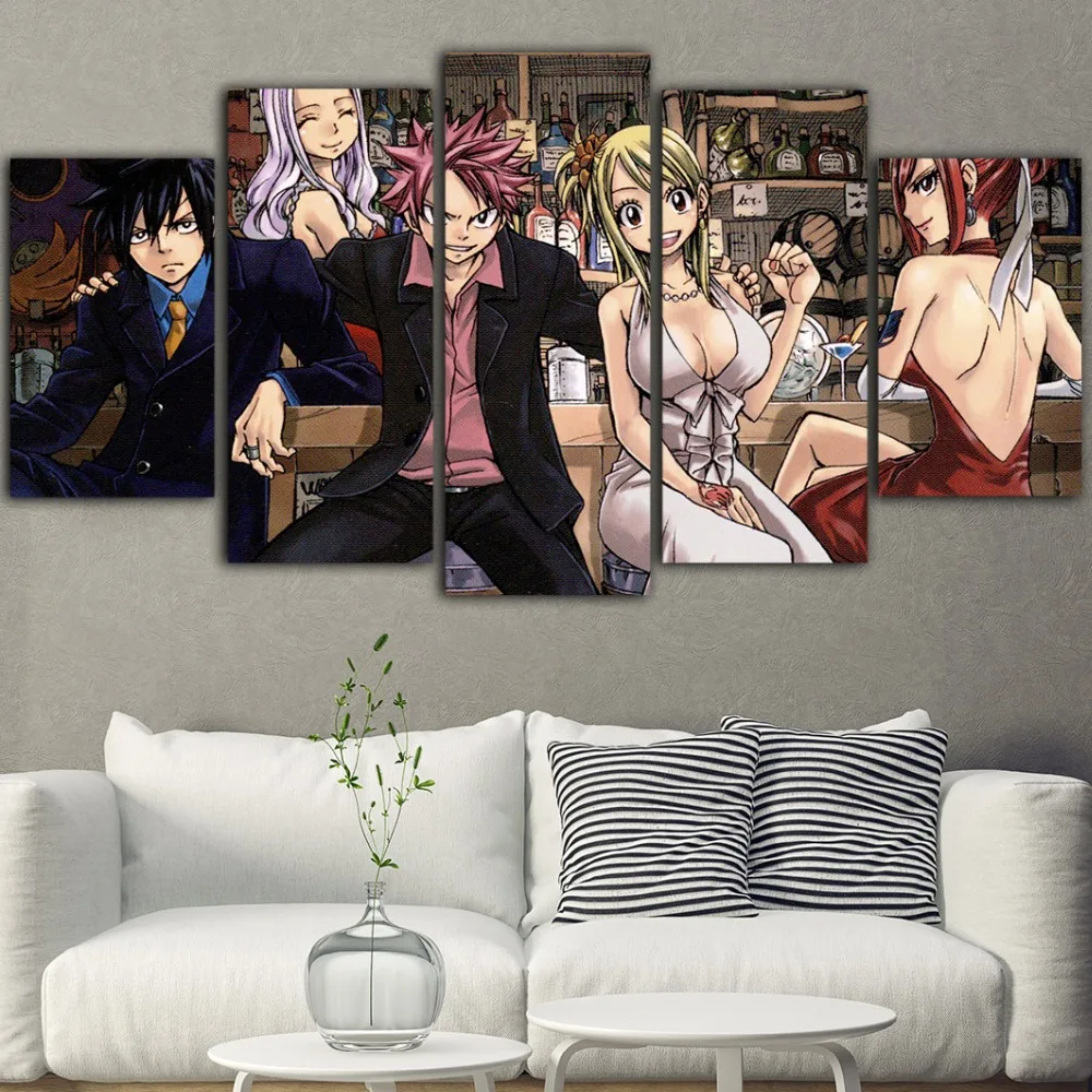 5 шт. постер аниме Сказочный хвост Cuadros Decoracion Dormitorio Tableau роспись холст постеры и