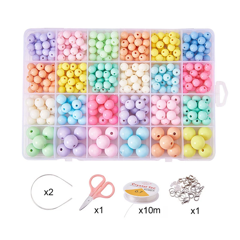 Doreenbeads Смешанные акриловые DIY Браслеты ожерелье из бисера круглые свободные бусины бисер стеклянные бусины смешанные для изготовления ювелирных изделий 1 коробка