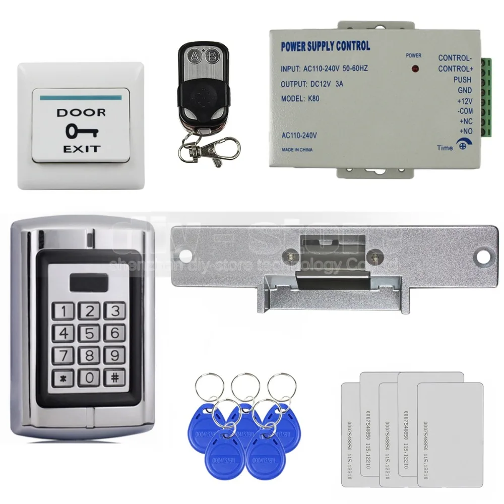 

DIYSECUR Strike Lock 125 кГц RFID считыватель пароль металлическая клавиатура система контроля доступа комплект безопасности дистанционное управление...