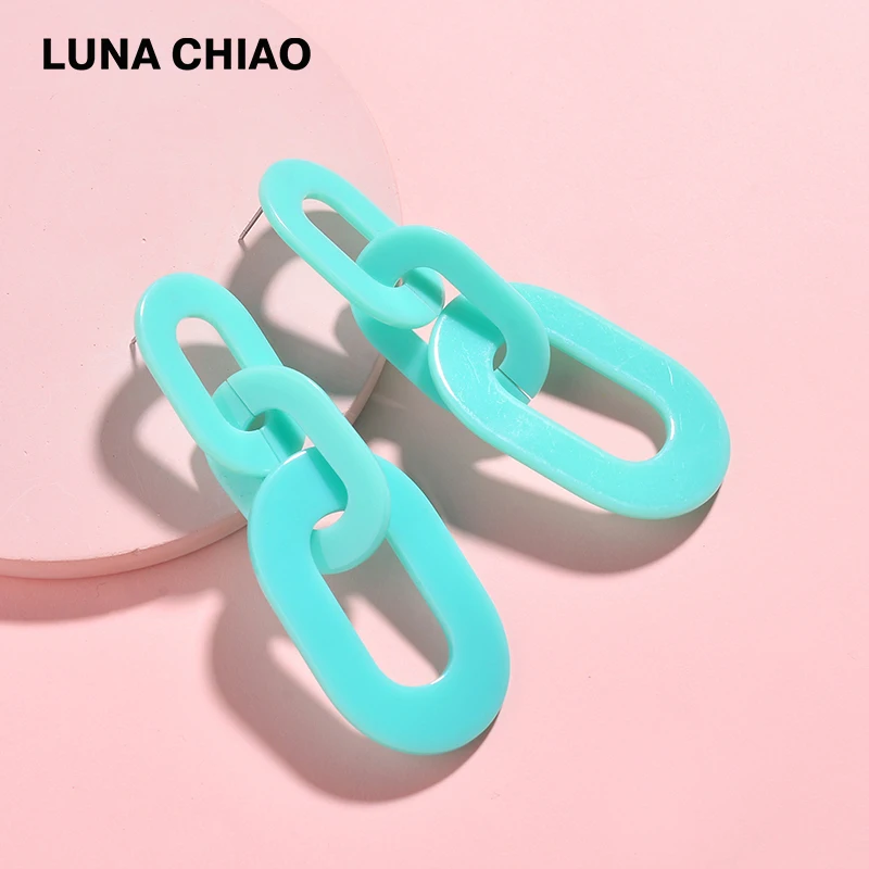 LUNA CHIAO модные трендовые яркие цвета большие овальные пластиковые цепочки массивные акриловые серьги для женщин