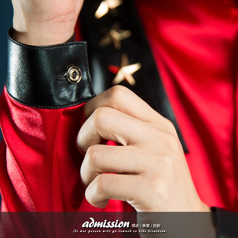 Новинка 2016 Мужская модная одежда мужская красная рубашка с заклепками для