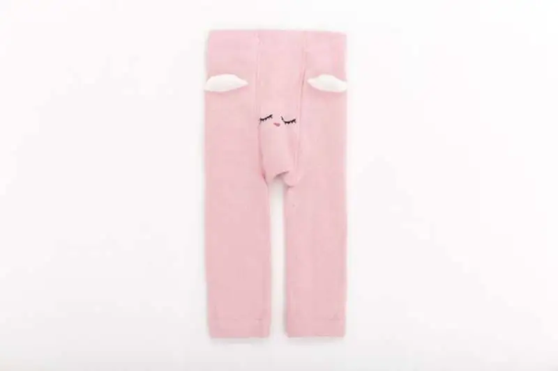 Pink Rabbit Детские вязаные штаны; хлопковые теплые леггинсы с высокой талией и рисунком для маленьких девочек; повседневные штаны-шаровары для новорожденных мальчиков; детские колготки; одежда - Цвет: Pink Rabbit