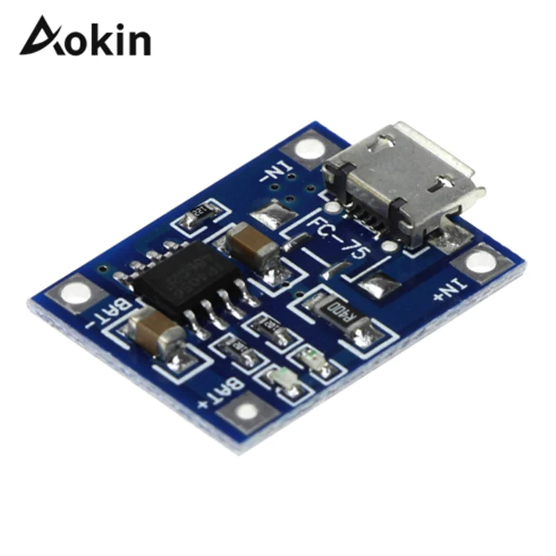 Aokin TP4056 5V TENSTAR ROBOT 1A Micro USB 18650 литиевая батарея, зарядная плата, модуль зарядного устройства + Двойная функция защиты