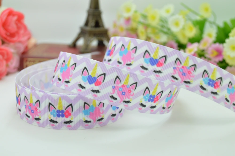 DUWES 7/8&quot 22mm 2 5 10 50 Yards Unicorn Printed grosgrain ribbon hair bow DIY handmade Retail | Детская одежда и обувь