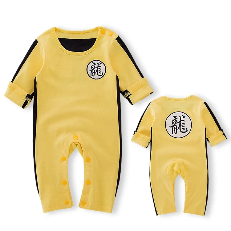 Новорожденных Одежда для младенца боди GongFu Стиль с длинным рукавом Брюс Ли