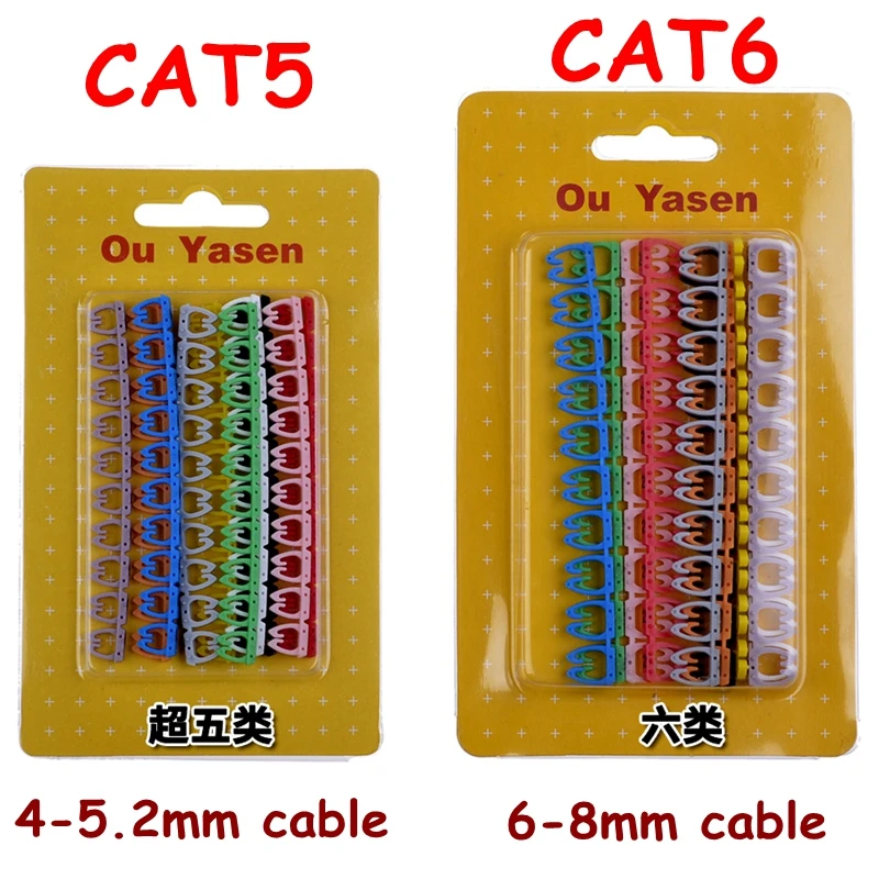 100 шт./кор. 6 мм 7 CAT5 CAT6 Сетевой Кабель маркер номера зажим 0-9 маркеров цветных