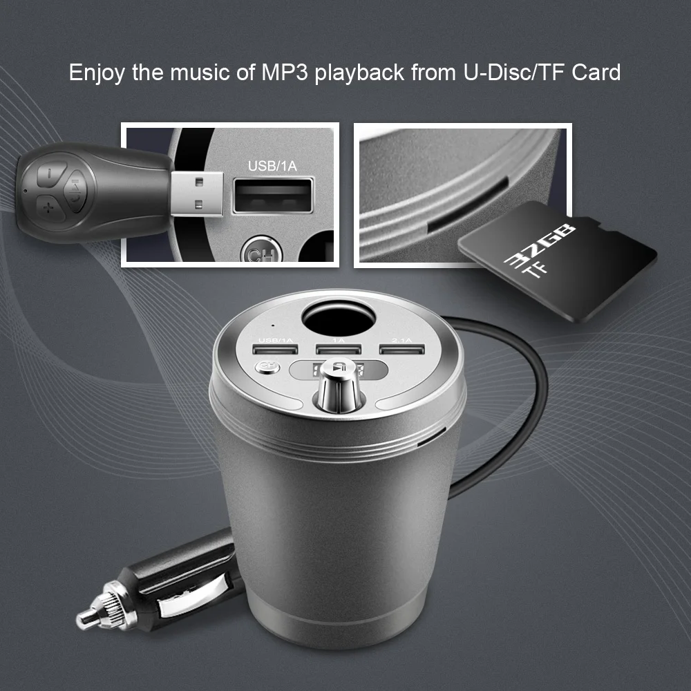 Автомобильный MP3 плеер JINSERTA с Bluetooth fm передатчик 3 выхода USB 1 А адаптер для