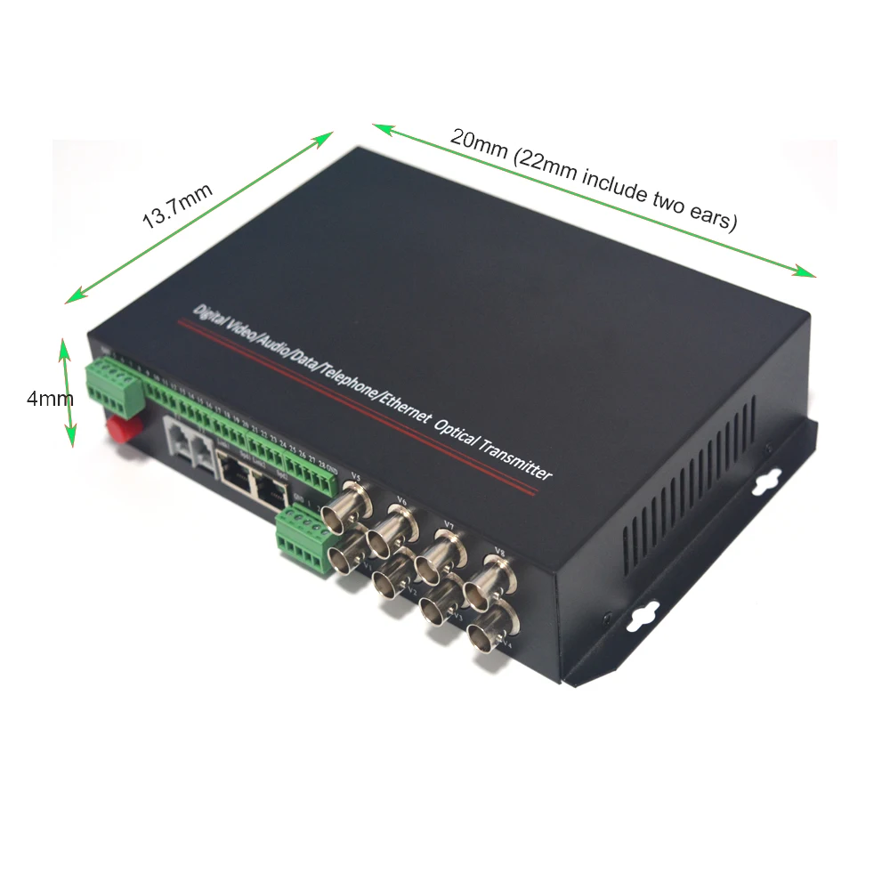 4 канала видео Ethernet RS485 422 передача данных через один волоконно-оптический