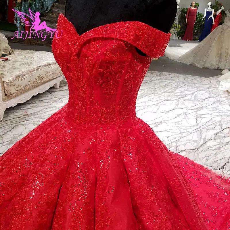

AIJINGYU Wedding Top Gowns Belts Classic Gloves Lace Long Sleeve Luxury Top Romantic Love Gown Dress Wedding Dresses