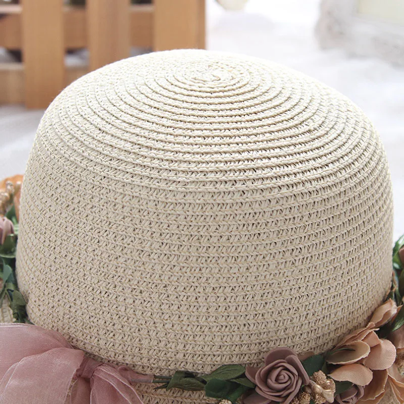 2018 лето новый цветок ручной работы соломенная шляпа женщин гирлянда sunbonnet Панама