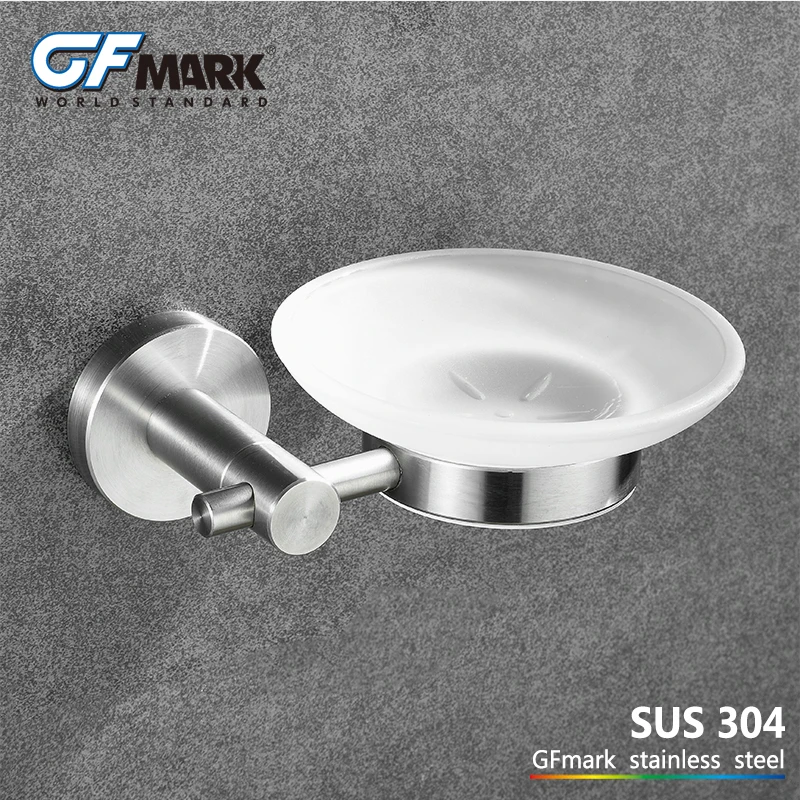 Держатель для мыла со стеклянной тарелкой GFmark аксессуары из нержавеющей стали