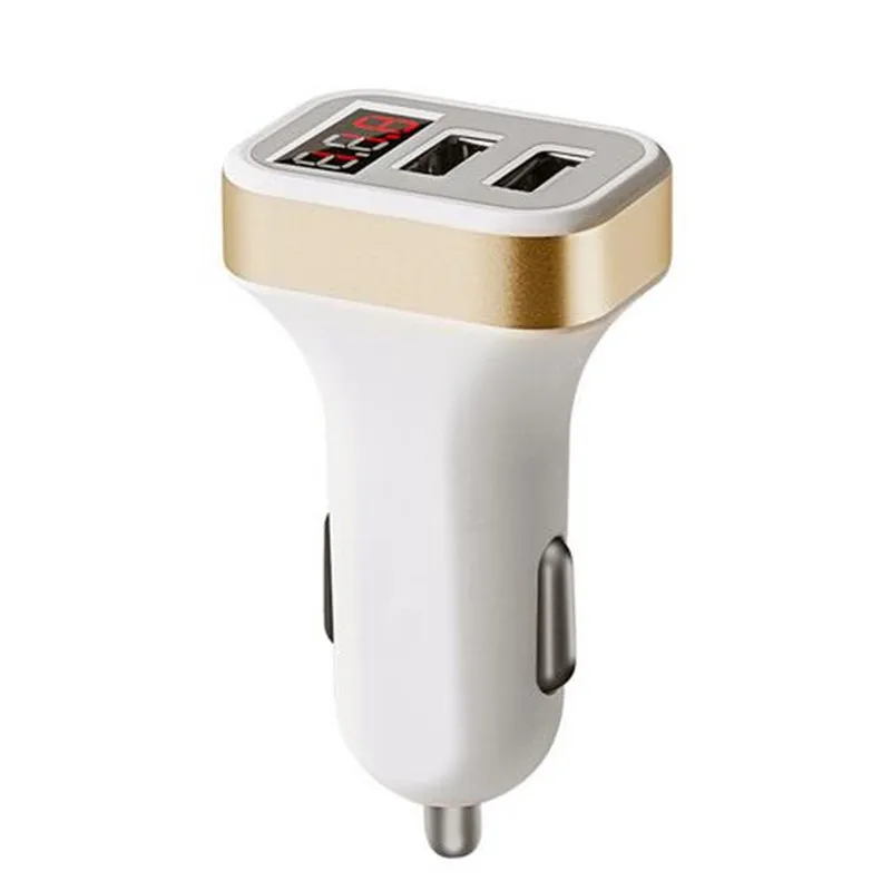 Автомобильное зарядное устройство Max 2.1A с ЖК-дисплеем и двумя usb-портами для iPhone, iPad, samsung, Xiaomi, зарядное устройство для телефона, автомобильное зарядное устройство с двумя USB