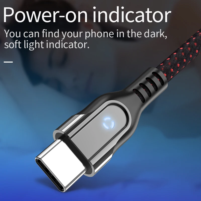 HOCO usb type C кабель Светодиодный индикатор USB C кабель для samsung S10 Plus huawei P30 Pro Xiaomi 9 Smart power Off USBC type-C кабель