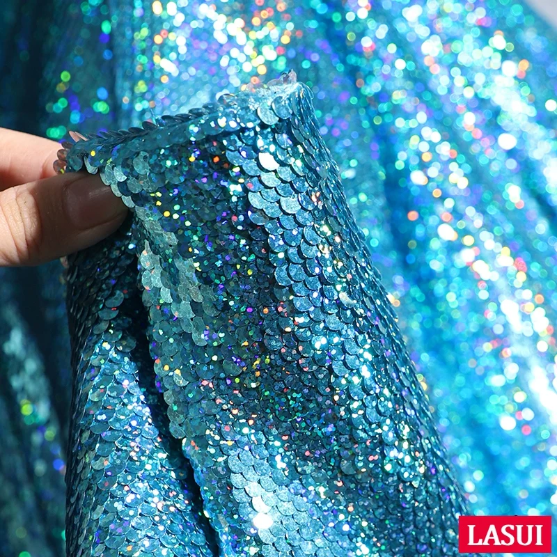 LASUI Новый 1 ярд = шт. W0131 Высокая класс esigner ткань f: кристально голубой двусторонний