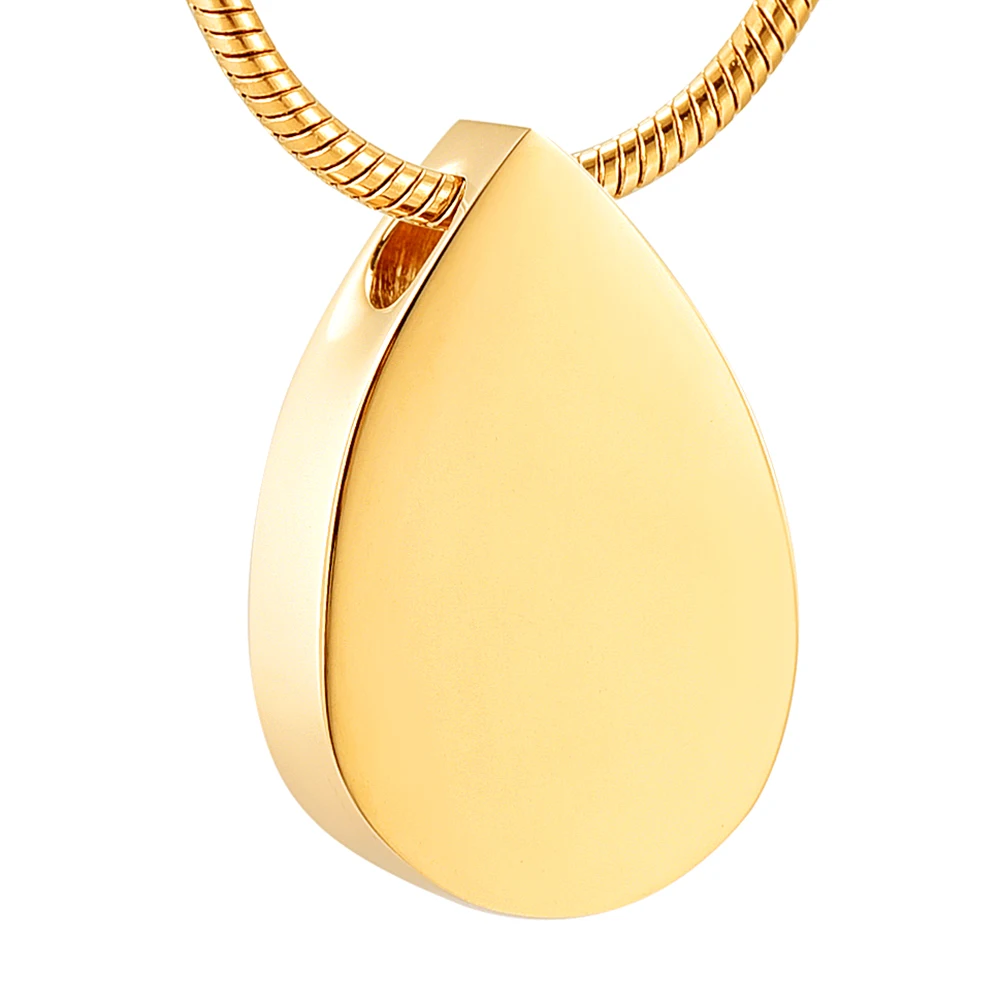 

IJD8475 Engravable Cremation Jewelry /Gold/Rose gold/Black Stainless Steel Teardrop memorial Urn Necklace For Ashes