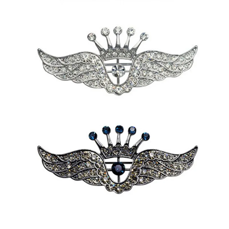 Модные популярные украшения унисекс Серебряная корона со стразами брошь с