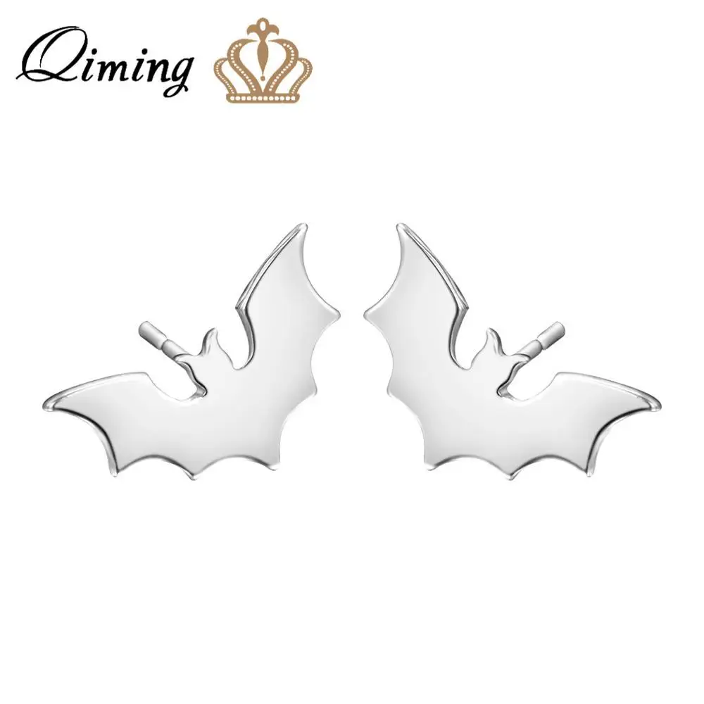 bat Золотые серебряные женские серьги, женские серьги, лебедь, собаки, лапа, животное, этнические, Boho ювелирные изделия, шикарные, рождественские, для детей, любимого питомца, подарок, серьги-гвоздики - Окраска металла: bat