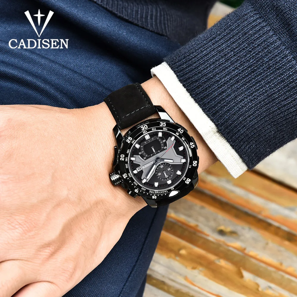 Спортивные мужские часы 2018 новые CADISEN модные водонепроницаемые кварцевые люкс