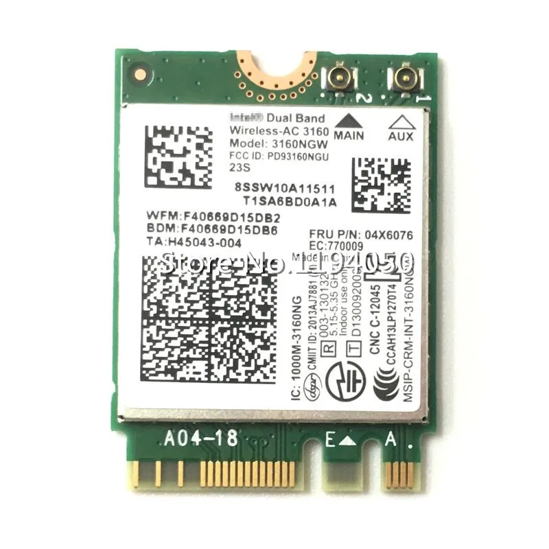 Двухдиапазонная Беспроводная AC 3160 802.11a/b/g/n/ac + BT 4 0 WiFi карта для Lenov o Y40 Y50 E10 30 Y70 FRU