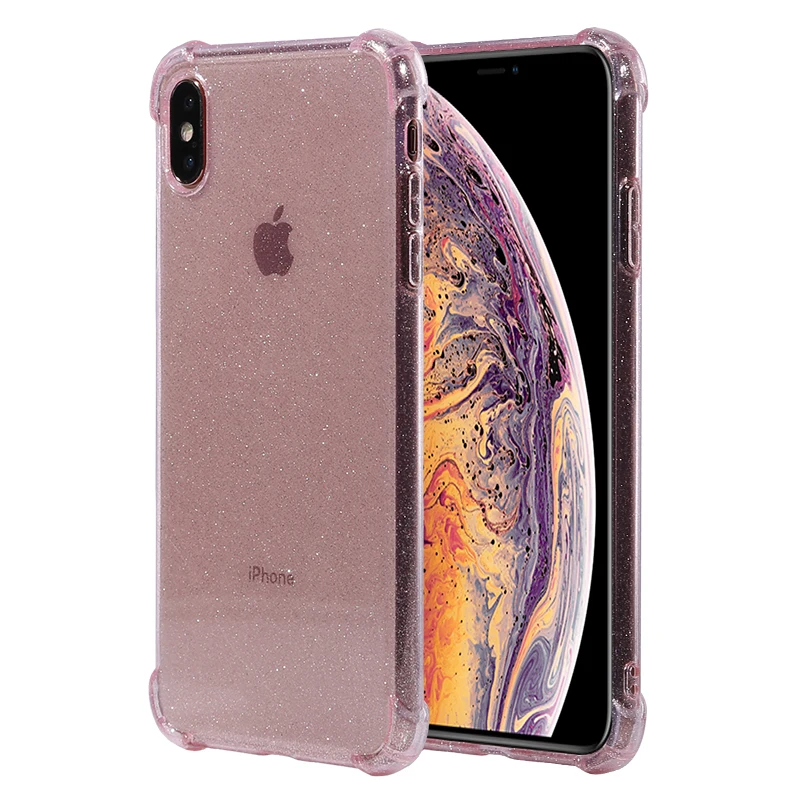 Блестящий силиконовый чехол для iPhone 6 s 6S 7 7S iPhone 8 Plus X 10 XR XS Max 6Plus 6splus 7plus 8plus чехол для сотового телефона ip - Цвет: Transparent Pink