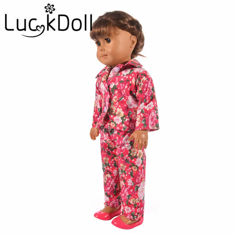 LUCKDOLL пижама с принтом подходит для 18 дюймов американский размер 43 см Детская