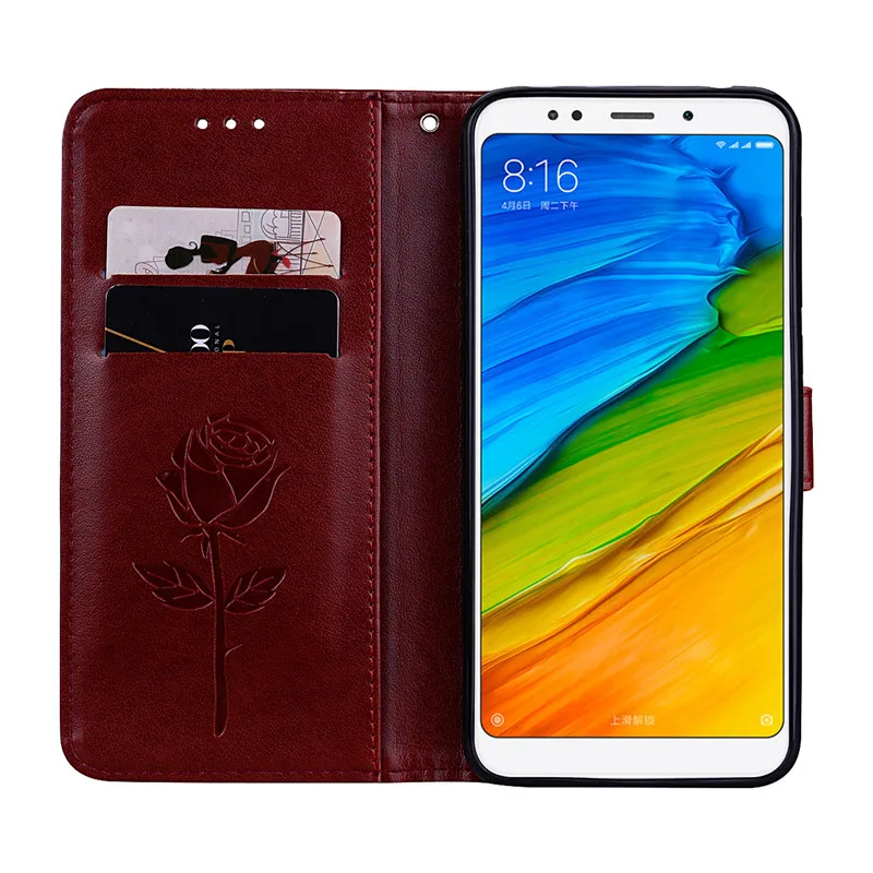 For Xiaomi Redmi 3S 4S 4A 5A 5 plus Case cover Rose Pattern flip leather protective Mobile Phone Shell for Mi A1 5X Capa | Мобильные