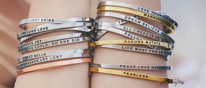 Браслет-мантра из нержавеющей стали LOVE с гравировкой вдохновляющий браслет