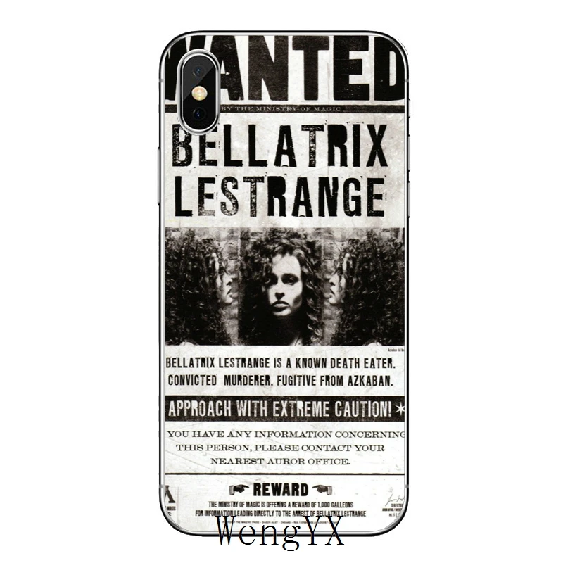 Bellatrix Lestrange Wanted Тонкий Силиконовый ТПУ мягкий чехол для телефона для Apple iPhone 4 4S 5 5S 5c SE 6 6s 7 8 plus X XR XS Max - Цвет: Wanted-A-07