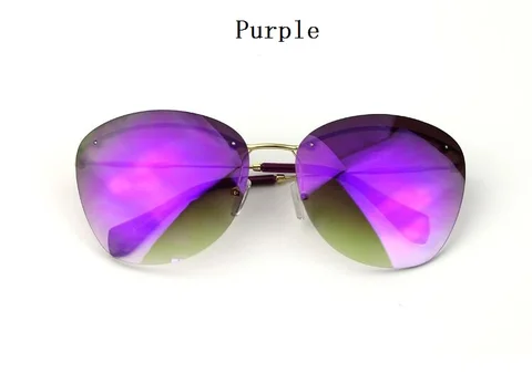 Солнцезащитные очки без оправы для мужчин и женщин, зеркальные модные брендовые дизайнерские солнечные очки с покрытием в стиле ретро, 104 м