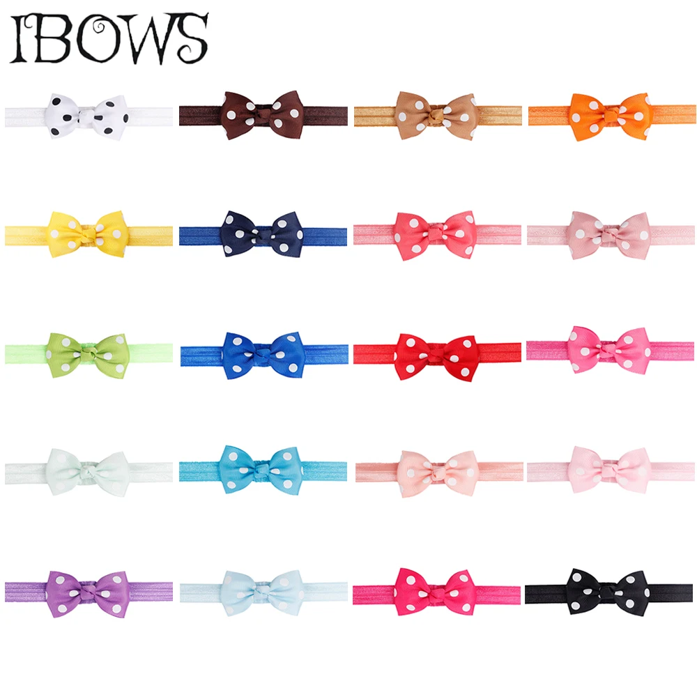 

10Pcs/Lot Newborn Printed Dots Headbands Cute Bows With Elastic Nylon Hair Bands For Kids Boutique Hair Accessories Wholesale