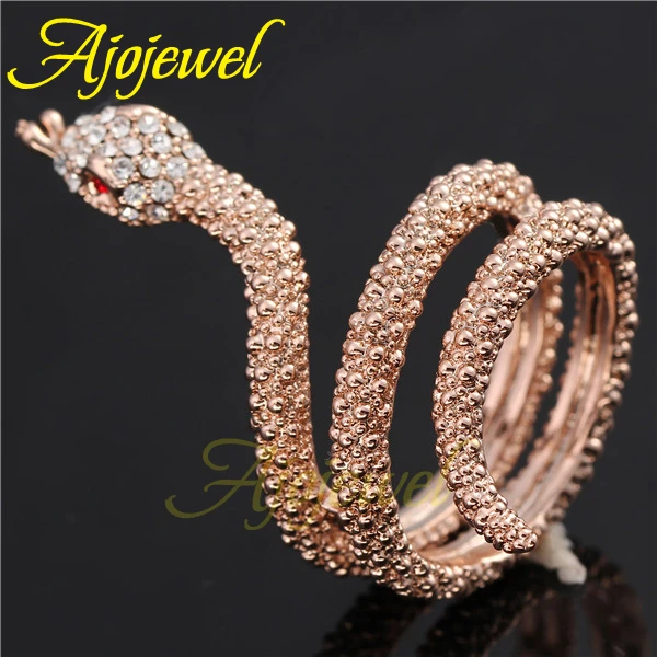 Женское кольцо в виде змеи с кристаллами цвета розового золота|snake ring|ring snakering ring |