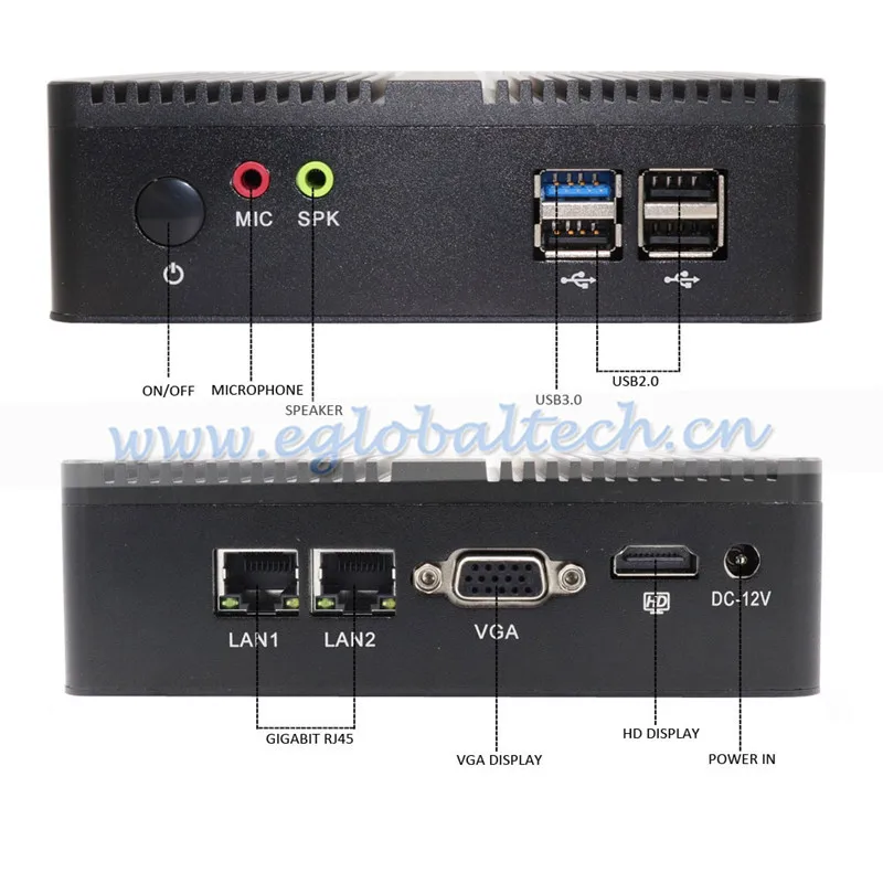 Мини ПК Eglobal Pfsense Windows 2 Gigabit J1900 Celeron N2810 безвентиляторный маршрутизатор клиент 4 Гб