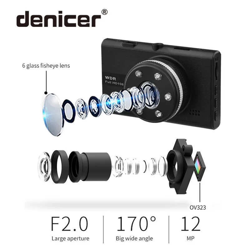 FHD Dash Cam 1080P Dashboard 3.0 A Clearly Infraded Night Vison Car DVR with Cyclic Record Motion Detection Function Camera | Автомобили и