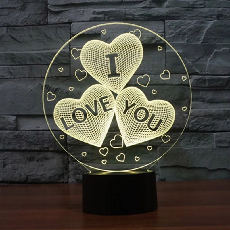 TAMPROAD 3D Illusion Lamp I Love You Acrylic Night Light Romantic Valentine's Day Gift for Lover Gradient with USB Line | Лампы и