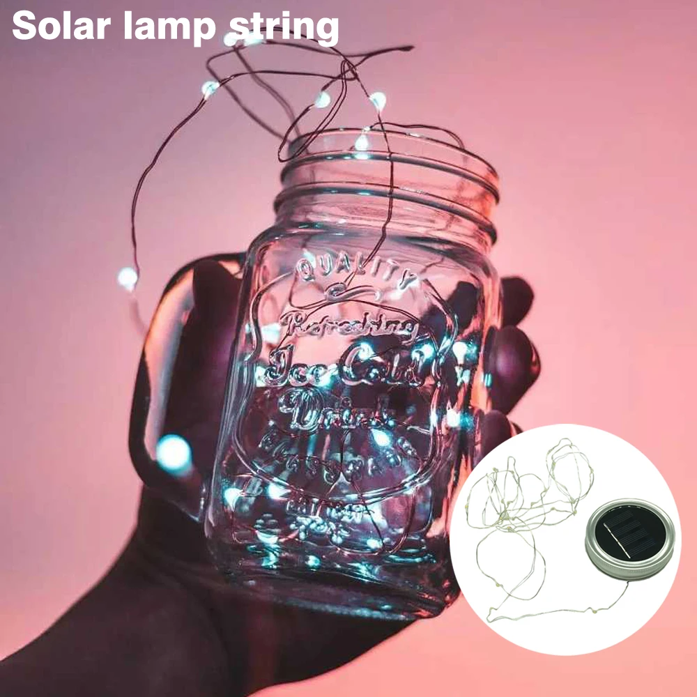 

LED Fairy Light Solar For Mason Jar Lid Insert Color Changing Garden Decor