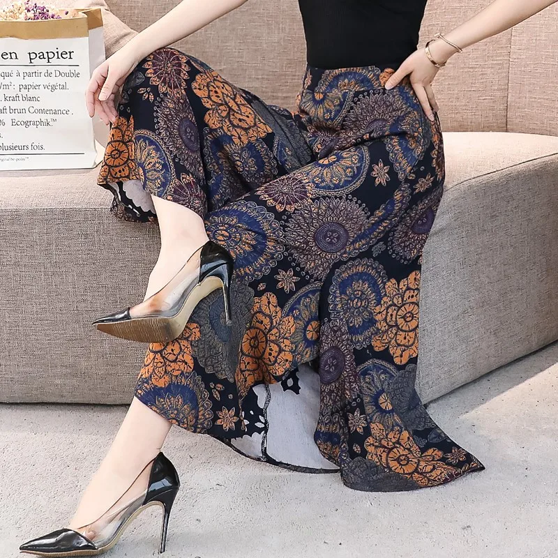 style 07 Большие размеры 4XL плиссированные шорты юбки для женщин Высокая талия широкие ноги юбки шорты летние модные Свободные повседневные с принтом женские короткие брюки - Цвет: style 07